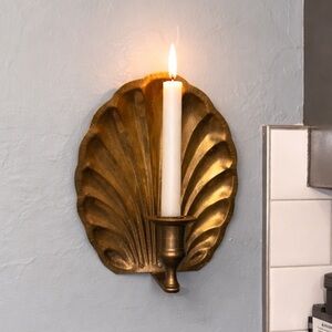 Brass Shell Wall Candle Sconce